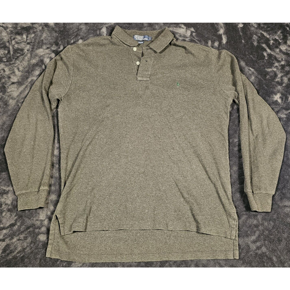 Ralph Lauren Harlow Gray Soft Cool Cotton L/S Button Down Pony Shirt Mens L